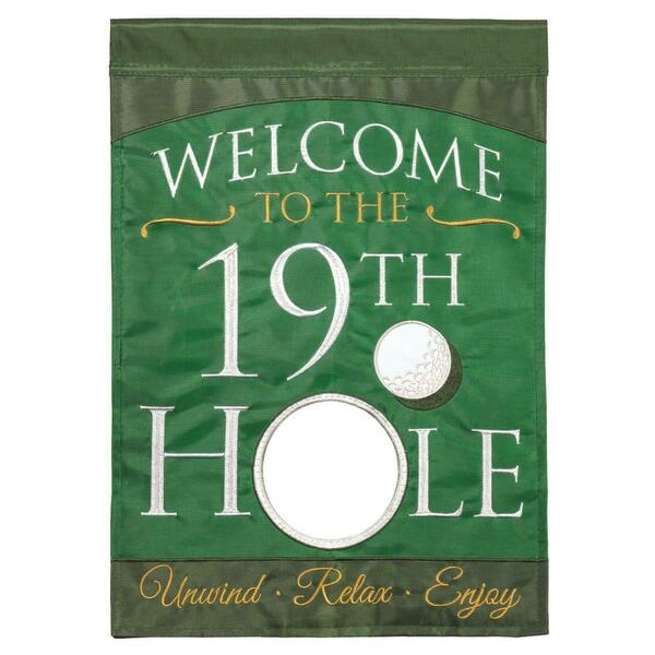 Recinto 29 x 42 in. Double Applique Welcome 19th Hole Polyester Garden Flag - Large RE3468690